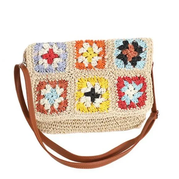 Sylvie Foldover Crochet Woven Crossbody - Picture 2 of 9